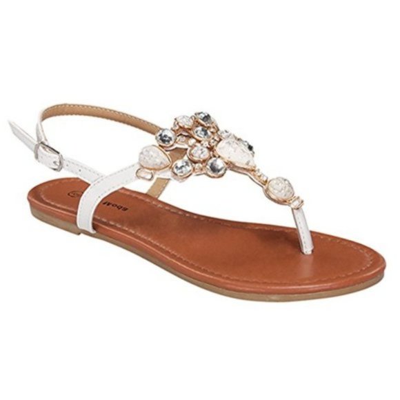 White Gemstone Thong Sandal - Picture 2 of 3